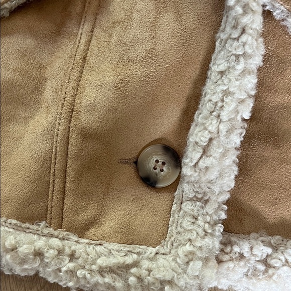 Zara Kids Tan Suede Style Kids Jacket with Sherpa Trim - Picture 4 of 6